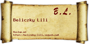 Beliczky Lili névjegykártya